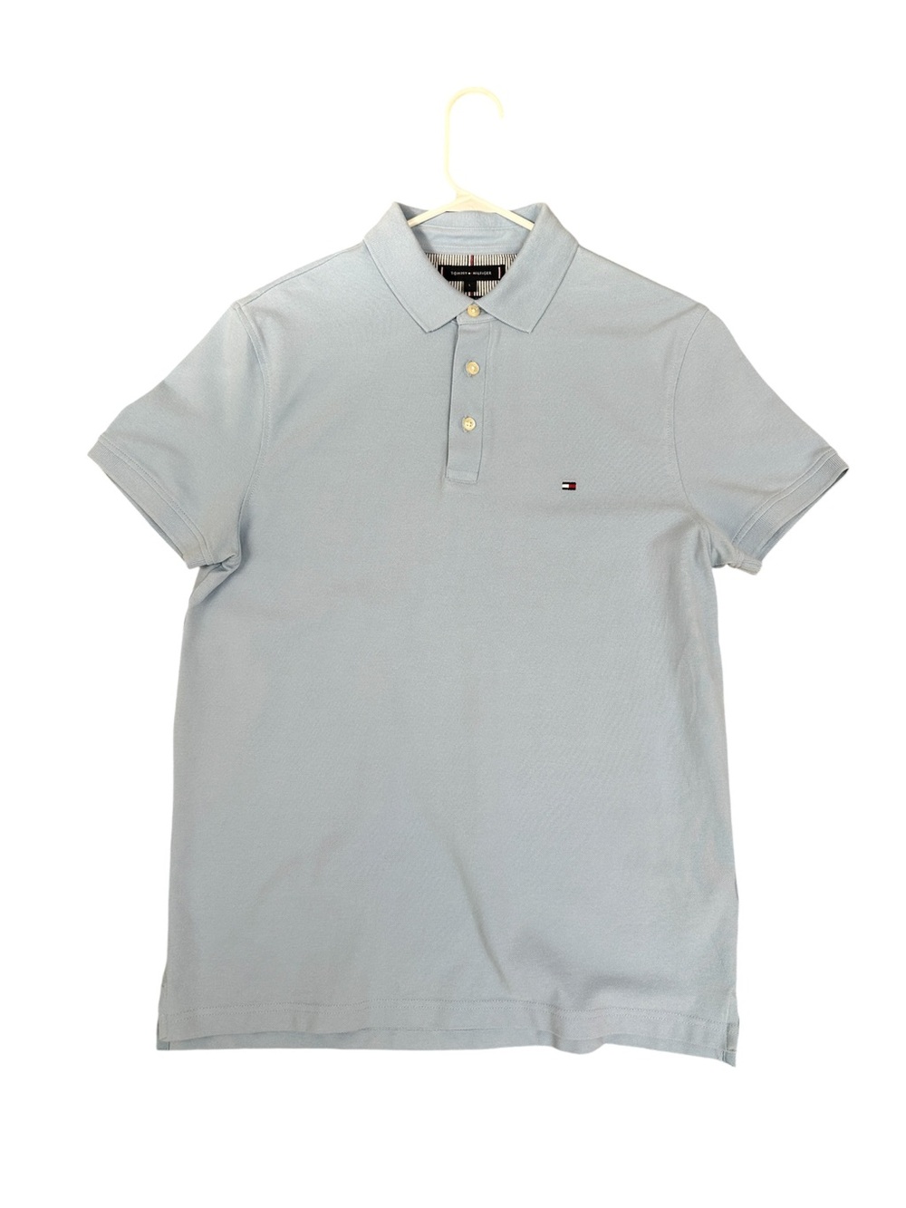 Tommy Hilfiger Pale Blue Men’s Polo with Flag Logo